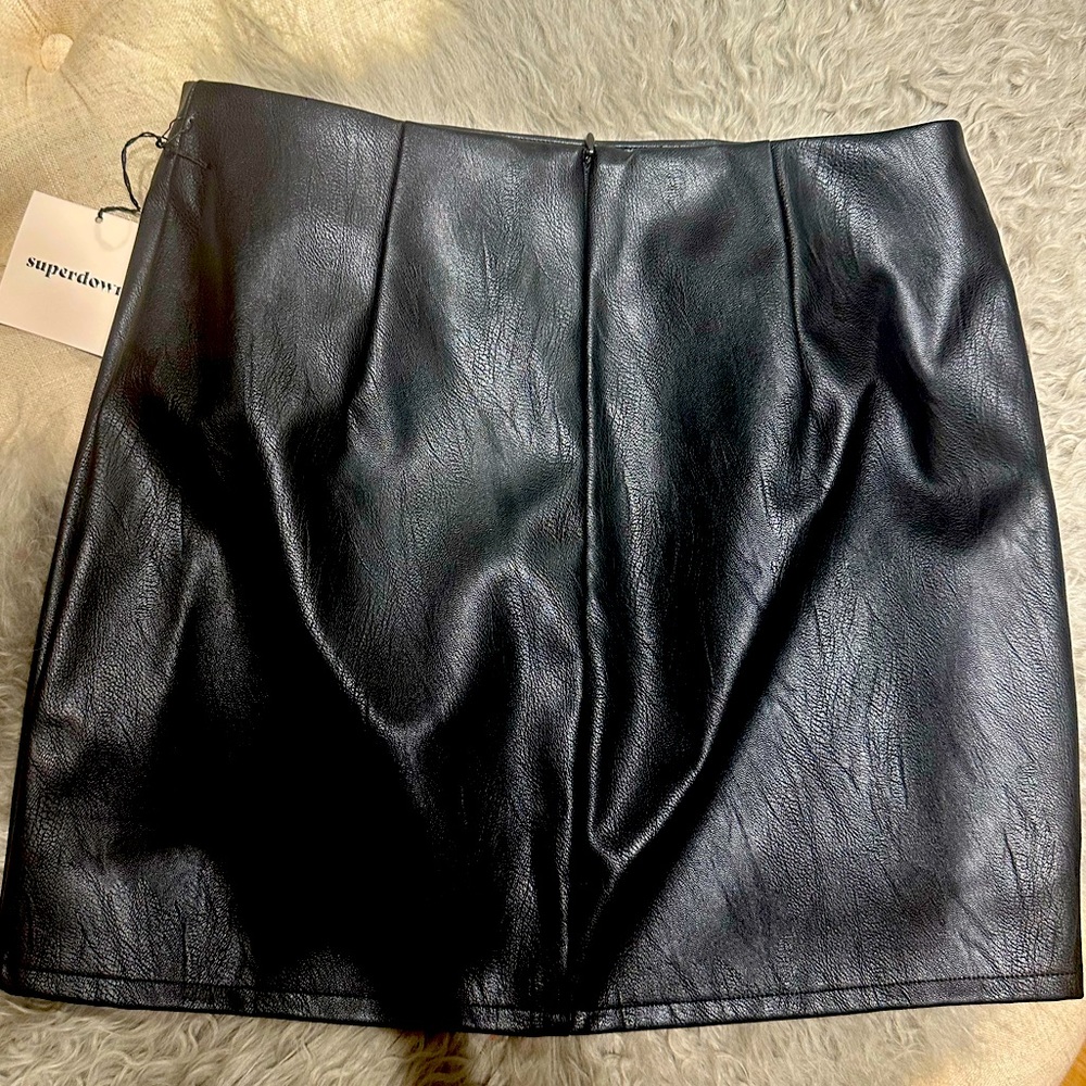 Black faux leather miniskirt